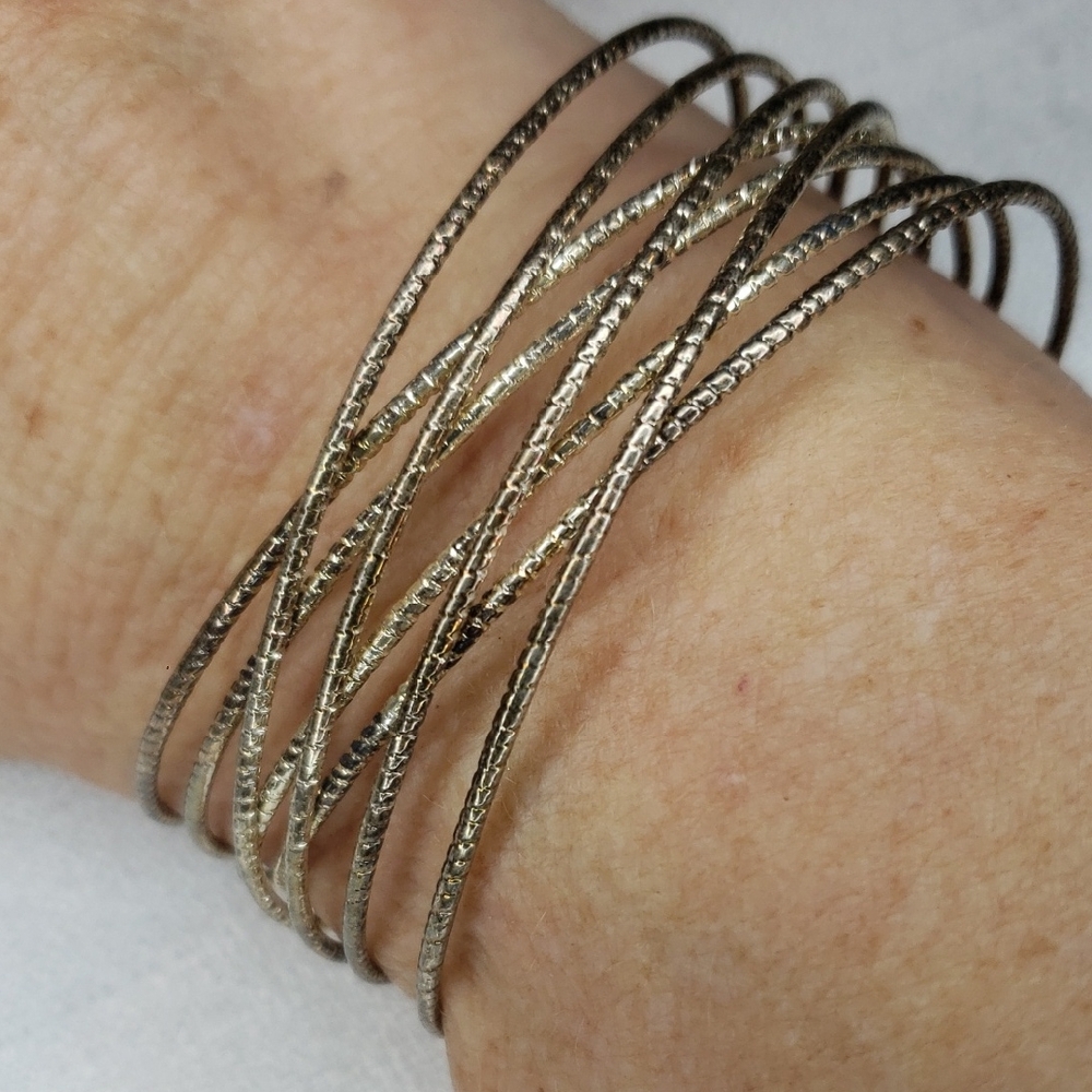 Chic Silver Multi-Bangle Bracelet